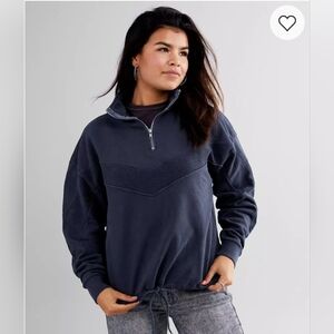 BKE Pieced Quarter Zip Pullover Navy Long Sleeve 1/4 Zip Pullover Women's XS